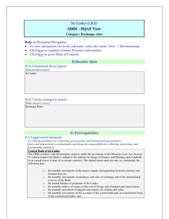 Sri Lanka (LKX)  SDDS - DQAF View  Category: Exchange rates  SDDSKey Help on Document Navigation: