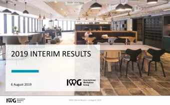 2019 INTERIM RESULTS  6 August 2019 2019 Interim Results  6 August 2019  1  Caution statement