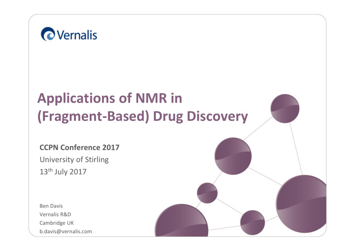 applications of nmr in fragment based drug discovery