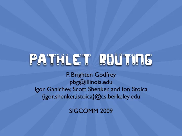 pathlet routing