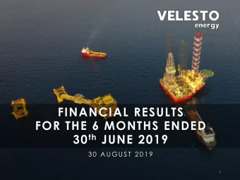 FINANCIAL RESULTS  FOR THE 6 MONTHS ENDED 30 th JUNE 2019  3 0  AUG UST 2 0 1 9  1  DISCLAIMER