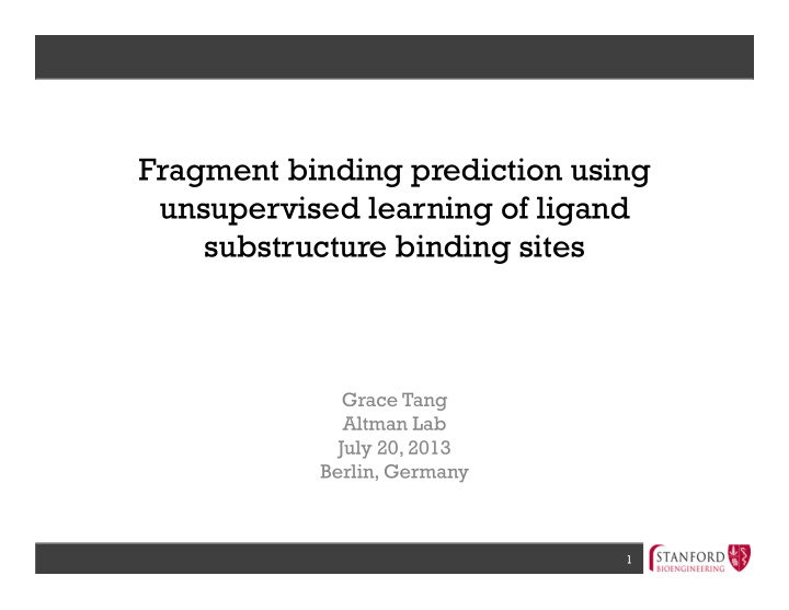 fragment binding prediction using unsupervised learning