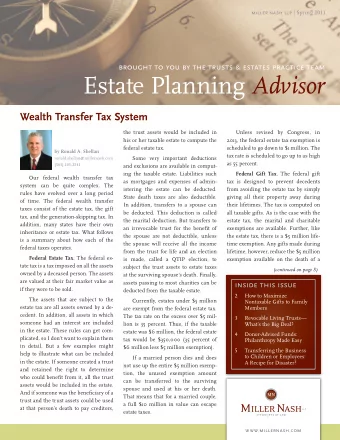 Estate Planning Advisor  Wealth Transfer Tax System  the trust assets would be included in  Unless