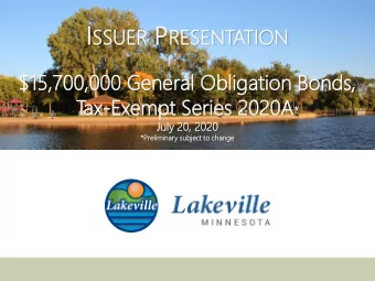 Dis  iscla  laim  imer    This Issuer Presentation was prepared exclusively for the benefit of