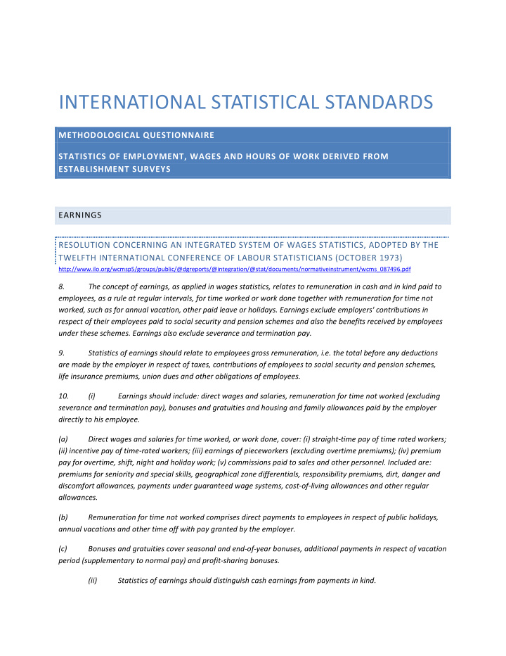 international statistical standards
