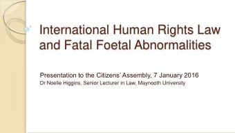 International Human Rights Law  and Fatal Foetal Abnormalities Presentation to the Citizens