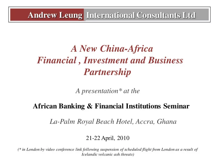 a new china africa