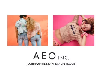 FOURTH QUARTER 2019 FINANCIAL RESULTS  &quot;Safe Harbor&quot; Statement under the Private