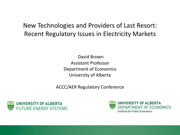 new technologies and providers of last resort recent