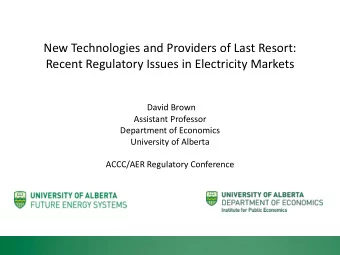 New Technologies and Providers of Last Resort:  Recent Regulatory Issues in Electricity Markets