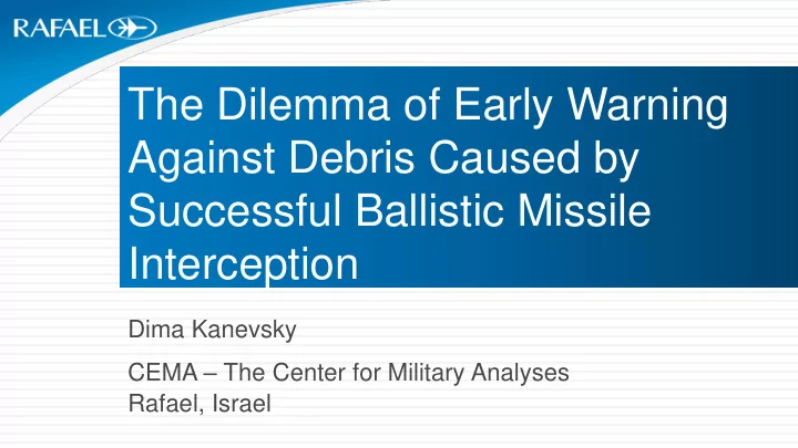 the dilemma of early warning