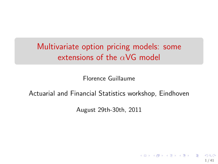 multivariate option pricing models some extensions of the