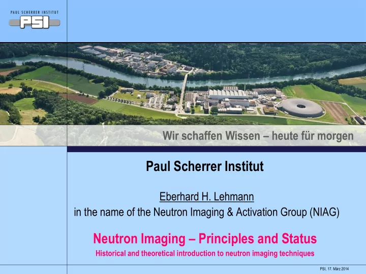 neutron imaging principles and status