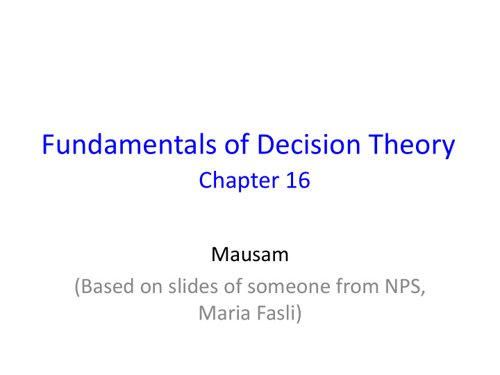 fundamentals of decision theory