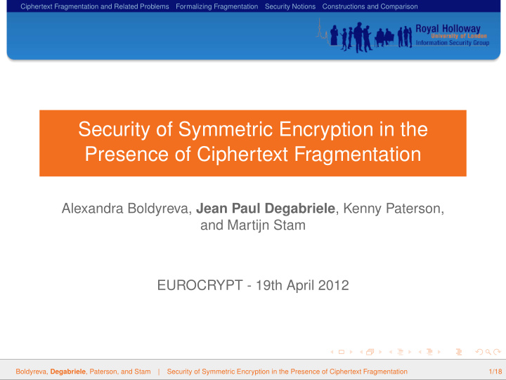 security of symmetric encryption in the presence of