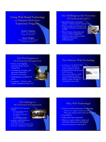 Using Web-  -Based Technology  Based Technology  Using Web  of Connecticut (  of Connecticut (con