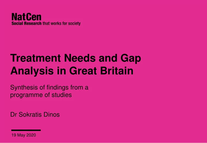 treatment needs and gap