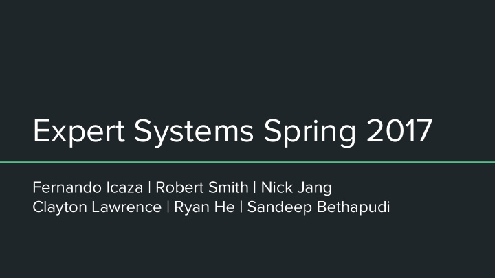 expert systems spring 2017