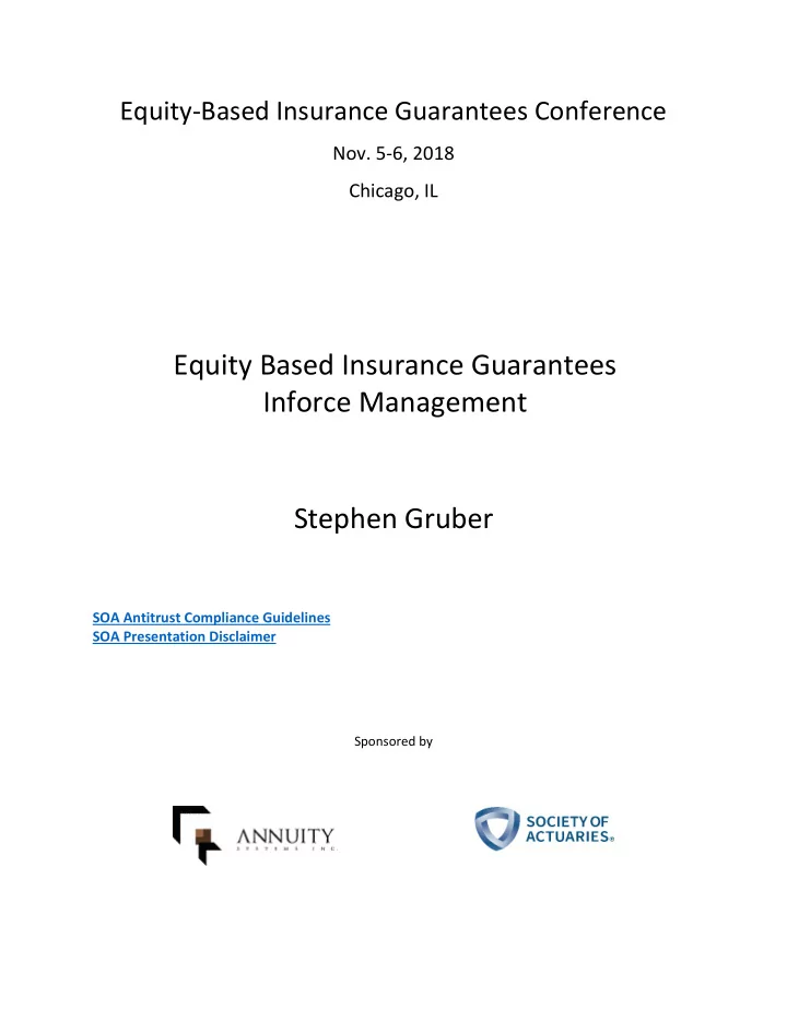 equity based insurance guarantees inforce management