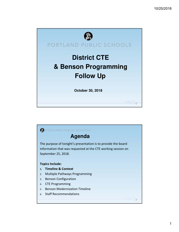 district cte benson programming follow up