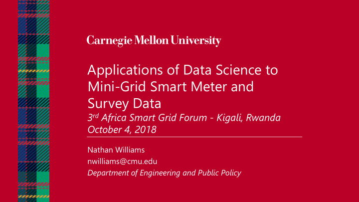 applications of data science to mini grid smart meter and