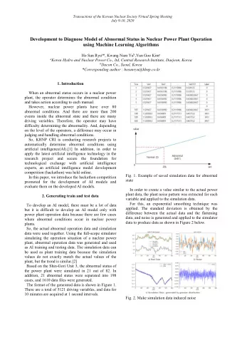 Development to Diagnose Model of Abnormal Status in Nuclear Power Plant Operation  using Machine