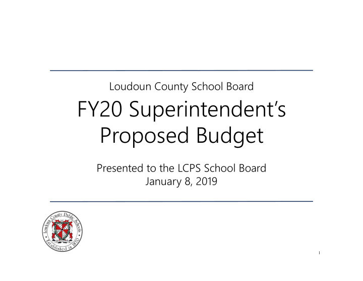 fy20 superintendent s proposed budget