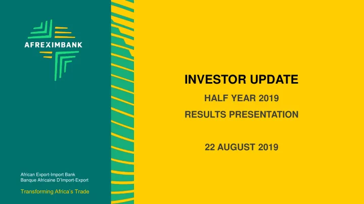 investor update