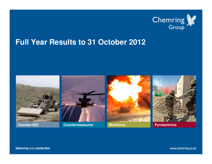 full year results to 31 october 2012