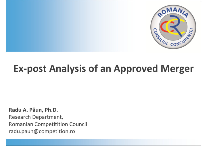 ex post analysis of an approved merger