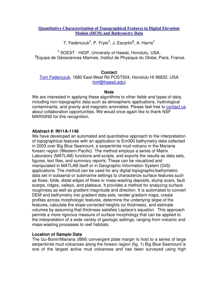 quantitative characterization of topographical features