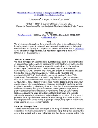 Quantitative Characterization of Topographical Features in Digital Elevation  Models (DEM) and