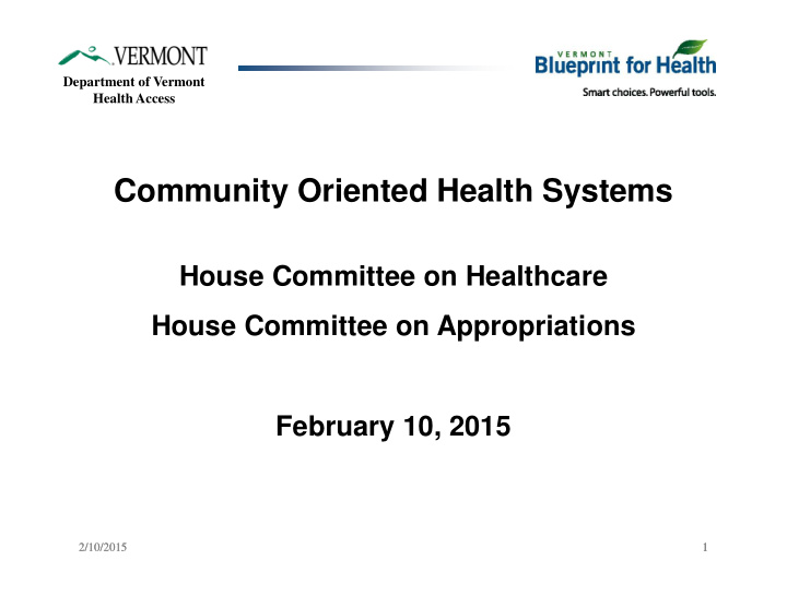 community oriented health systems