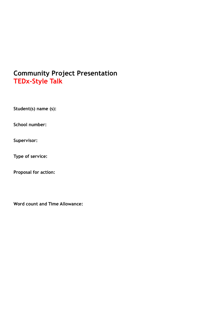 community project presentation tedx style talk