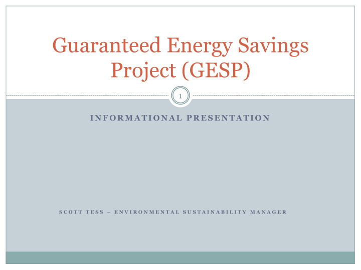 guaranteed energy savings project gesp