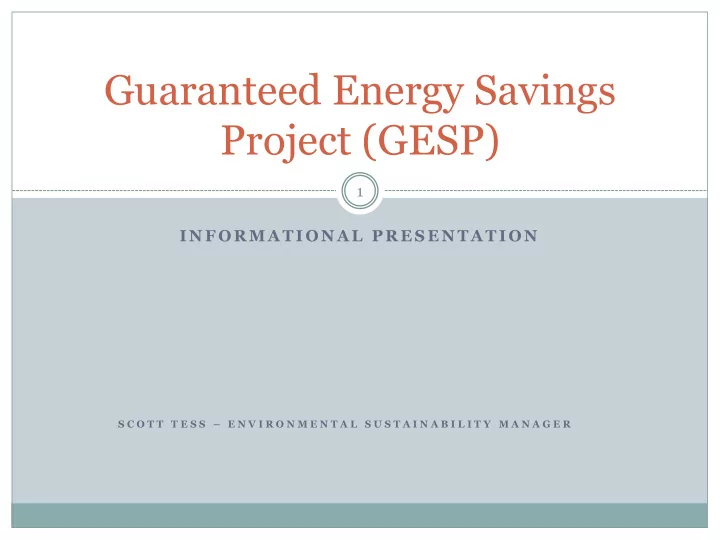guaranteed energy savings project gesp