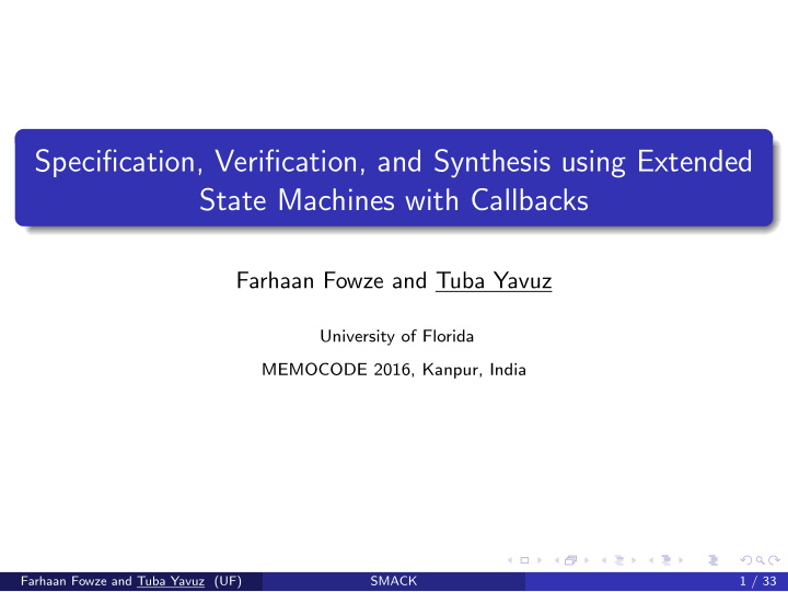 specification verification and synthesis using extended