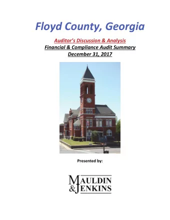 Floyd County, Georgia Auditors Discussion &amp; Analysis Financial &amp; Compliance Audit