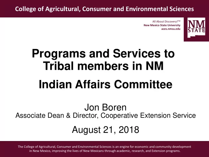 programs and services to tribal members in nm