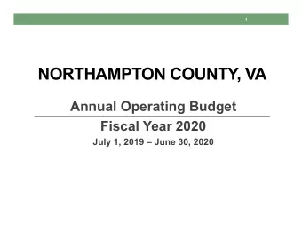 NORTHAMPTON COUNTY, VA  Annual Operating Budget  Fiscal Year 2020  July 1, 2019  June 30, 2020