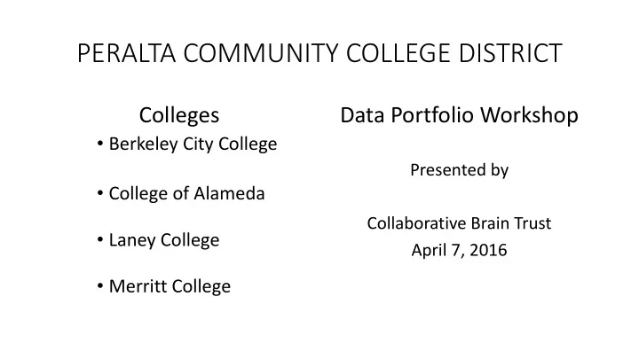 peralta community college district