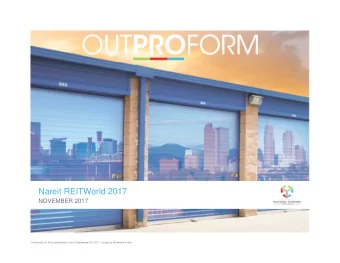 Nareit REITWorld 2017  NOVEMBER 2017  Information in this presentation is as of September 30, 2017,