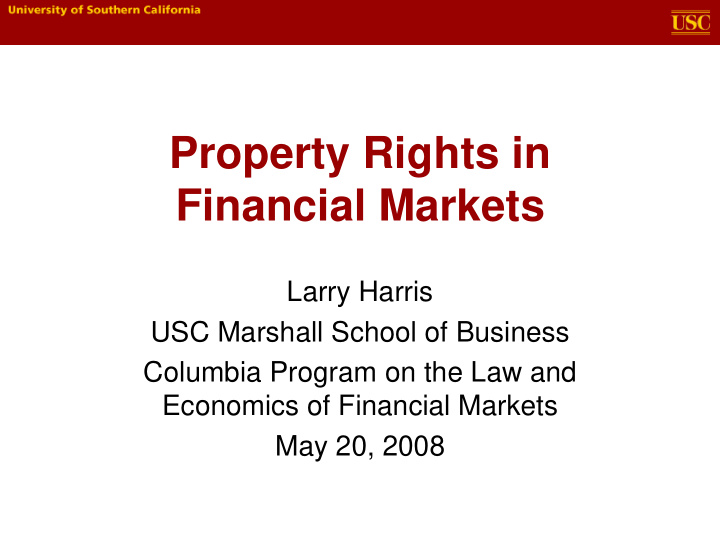 property rights in financial markets