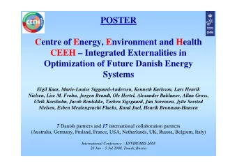 POSTER  Centre of Energy, Environment and Health  CEEH  Integrated Externalities in