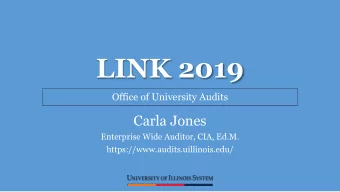LINK 2019  Office of University Audits  Carla Jones  Enterprise Wide Auditor, CIA, Ed.M.