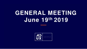 June 19 th 2019 JUNE 19 th 2019  Documents  2018 Business review  AGENDA  2018 Financials  Update