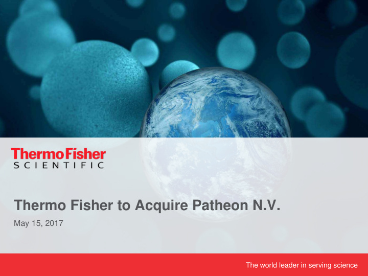 thermo fisher to acquire patheon n v