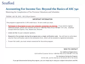 Accounting For Income Tax: Beyond the Basics of ASC 740  Mastering the Complexities of Tax