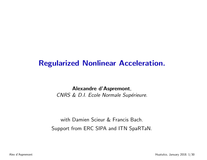 regularized nonlinear acceleration