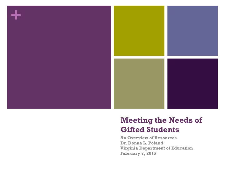 meeting the needs of gifted students an overview of